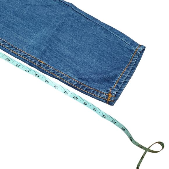 Iron Horse Jeans Straight Leg Denim Contrast Stitching Women's 4 Long Mid Wash - Picture 11 of 16